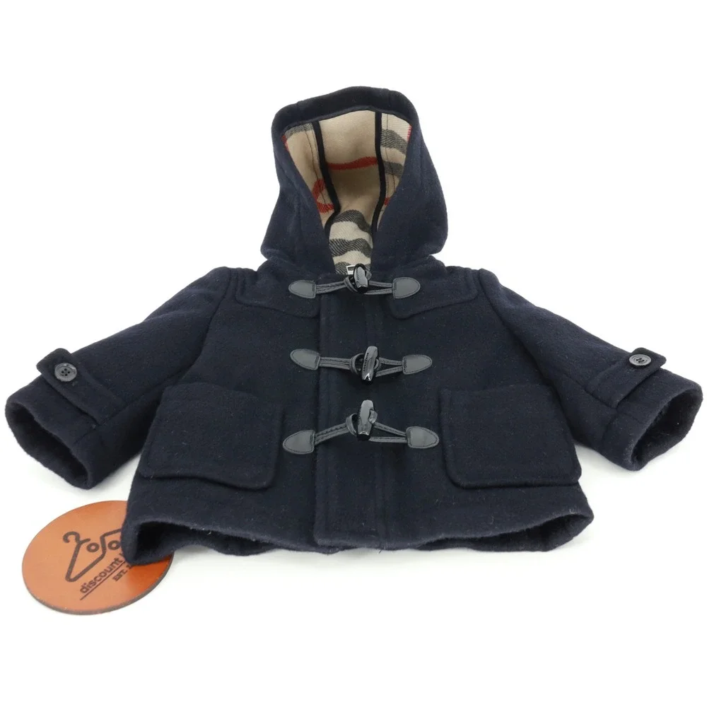 Burberry Children Wool Duffle Coat Hooded Nova Check Lining 6M Designer Luxury‎